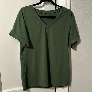Classic V-Neck Short Sleeve Tee - Olive Green